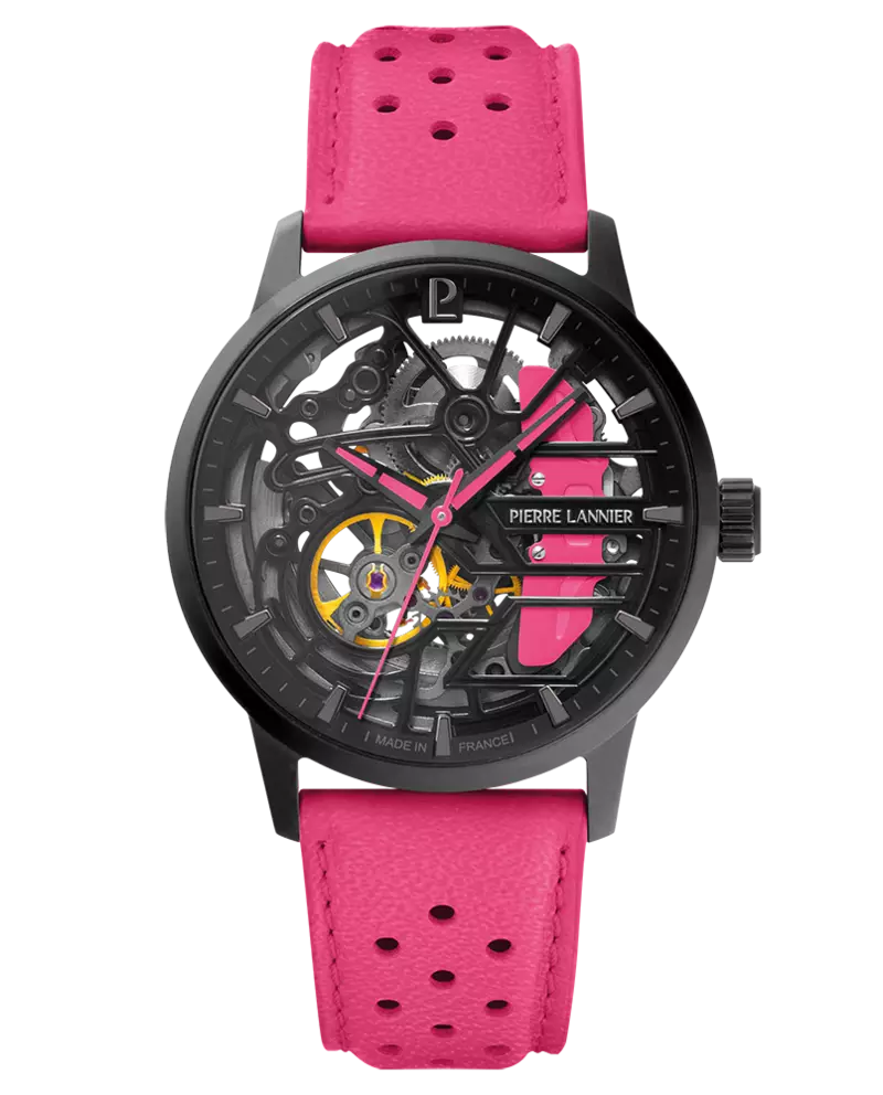 Montre Femme Pierre Lannier PADDOCK-Bracelet Cuir Rose