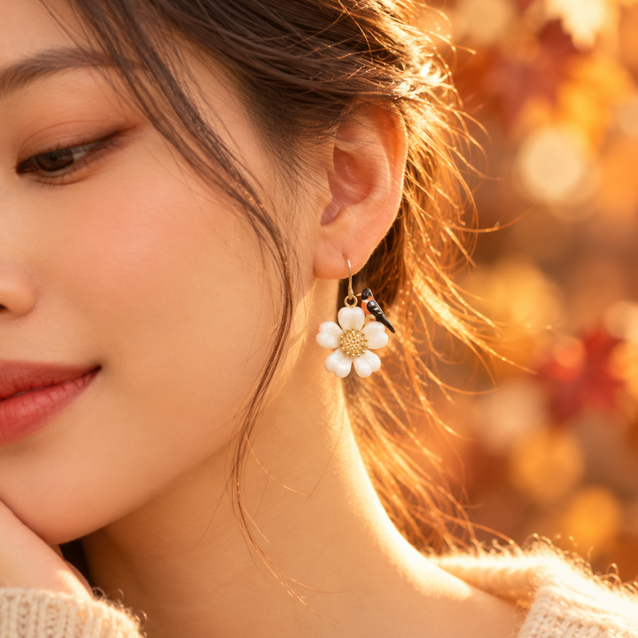 Boucles d’oreilles Nach oiseau et fleur