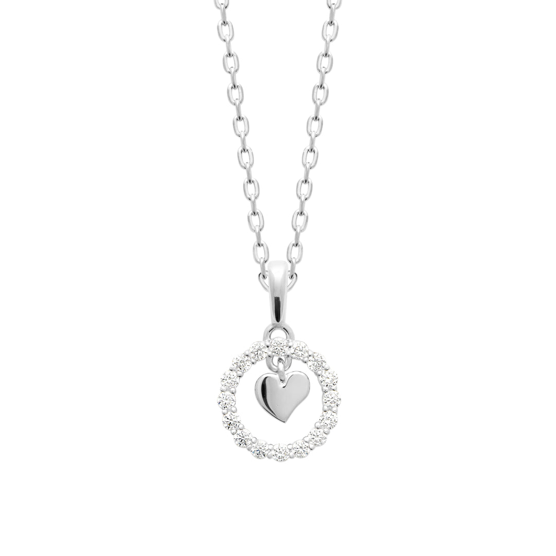 Collier Coeur Précieux-Argent 925/000 &amp; Zirconium