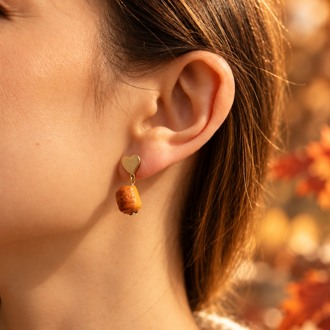 Boucles d’oreilles Nach pendantes en forme de pain au chocolat