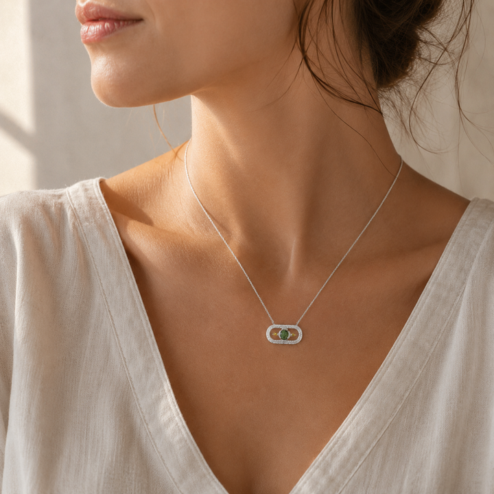 Collier AURA JADE- Argent 925/000 &amp; Jaspe