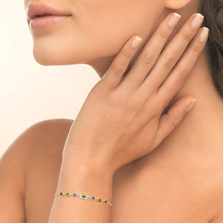 Bracelet AURA MIX-Plaqué or &amp; Pierres colorées