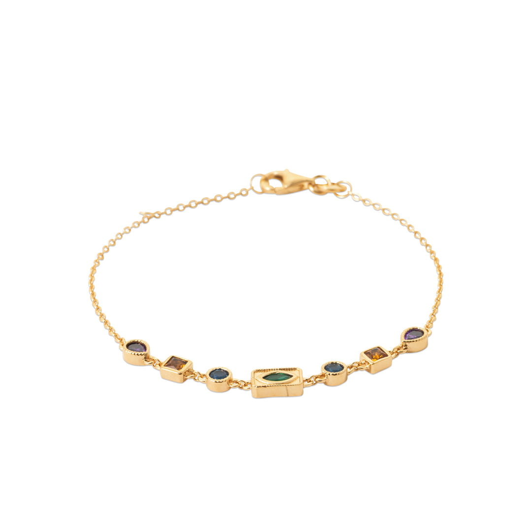 Bracelet AURA MIX-Plaqué or &amp; Pierres colorées