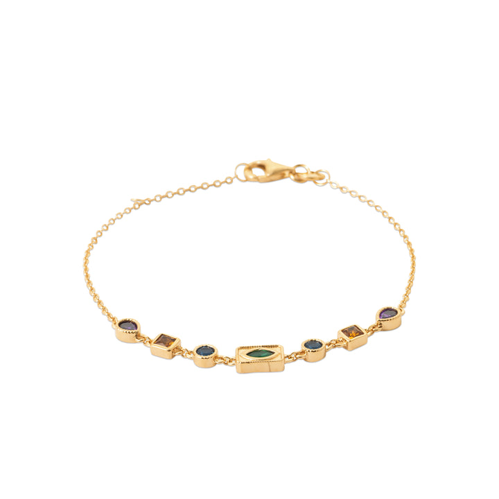 Bracelet AURA MIX-Plaqué or &amp; Pierres colorées