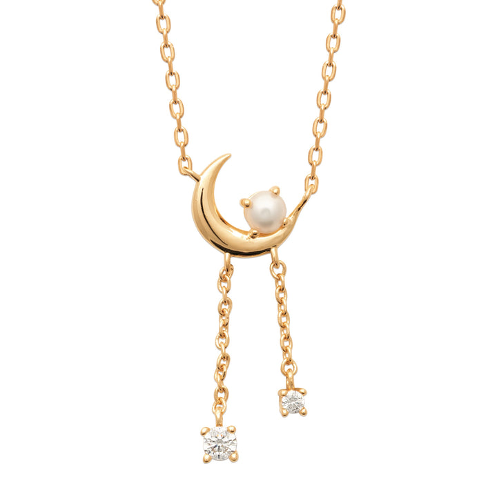 Collier CELESTIA LUNA-Plaqué or, zirconium et perle de culture