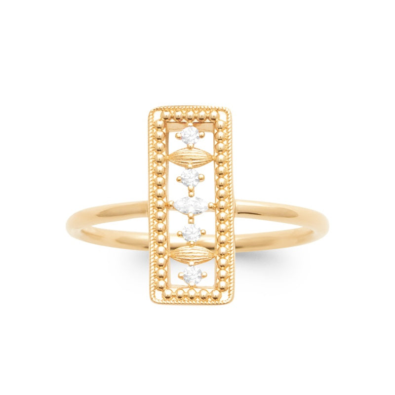 Bague GOLDEN AURA-Plaqué or &amp; Zirconium