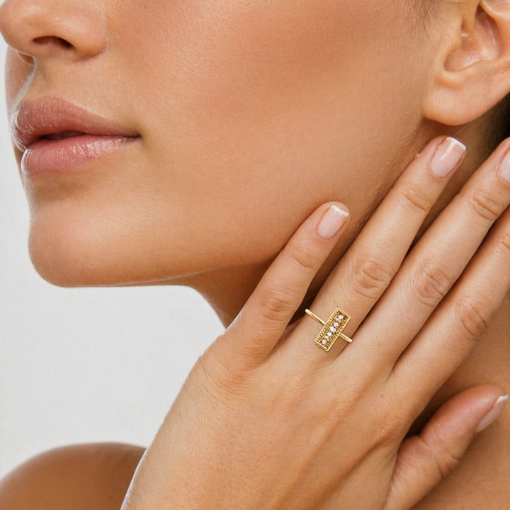 Bague GOLDEN AURA-Plaqué or &amp; Zirconium