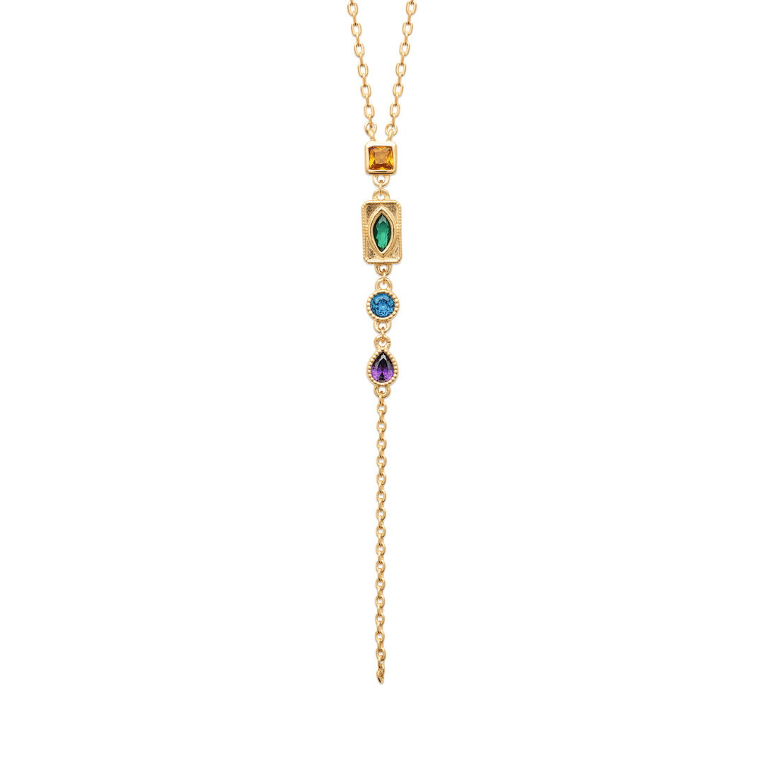 Collier AURA MIX-Plaqué or &amp; Pierres colorées