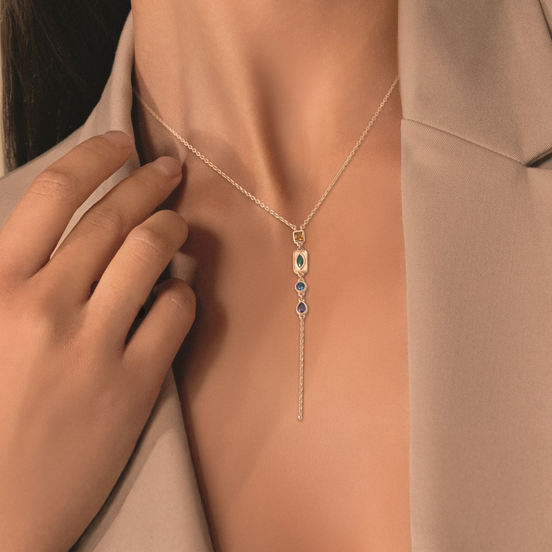Collier AURA MIX-Plaqué or &amp; Pierres colorées