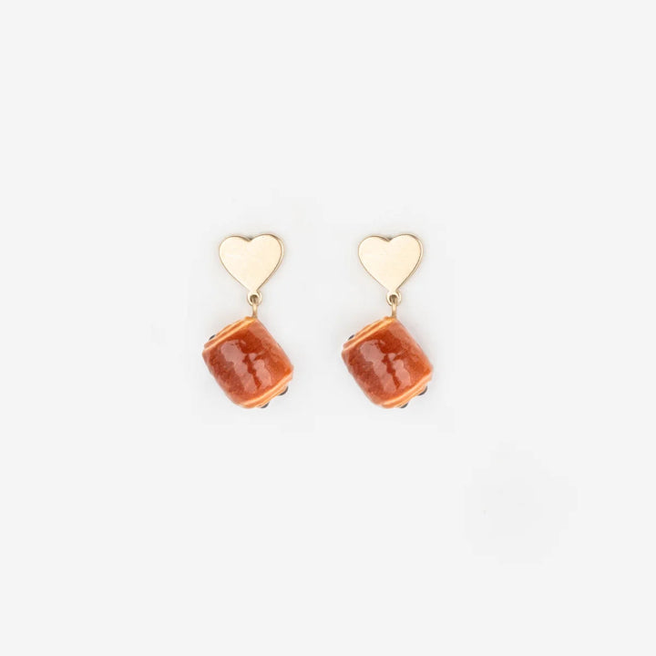 Boucles d’oreilles Nach pendantes en forme de pain au chocolat