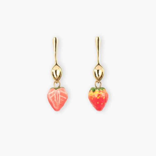 Boucles d’oreilles Nach  pendantes cuillère et fraise