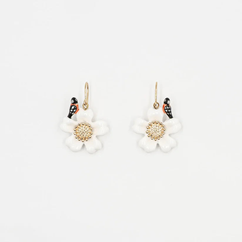 Boucles d’oreilles Nach oiseau et fleur