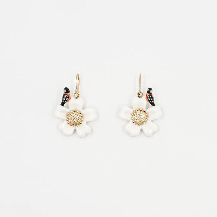 Boucles d’oreilles Nach oiseau et fleur