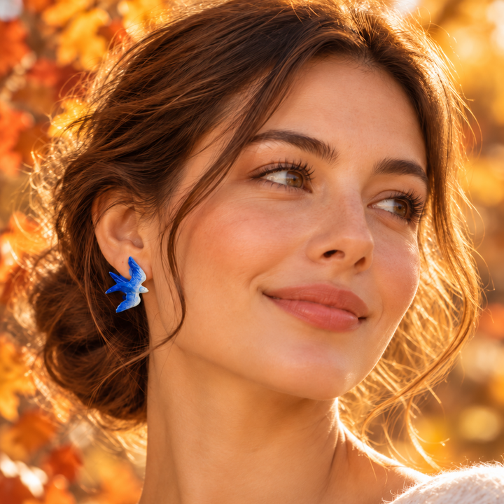 Boucles d’oreilles Nach hirondelles bleues