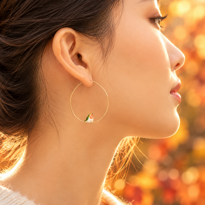 Boucles d’oreilles Nach créoles rouge-gorge