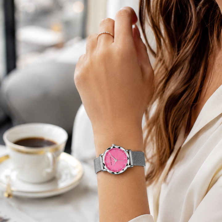 Montre Femme Pierre Lannier,  MULTIPLES-Argentée Cadran Rose