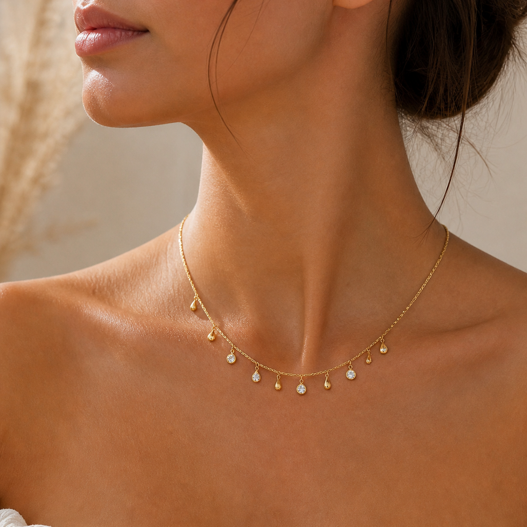 Collier Pluie de lumière-Plaqué or &amp; Zirconium