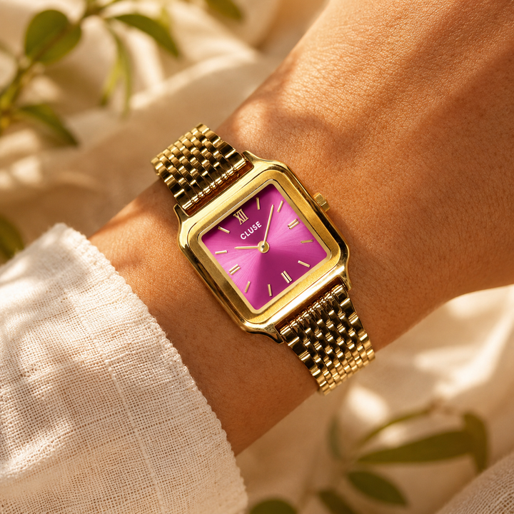 Montre Cluse Gracieuse-Dorée -Fuschia