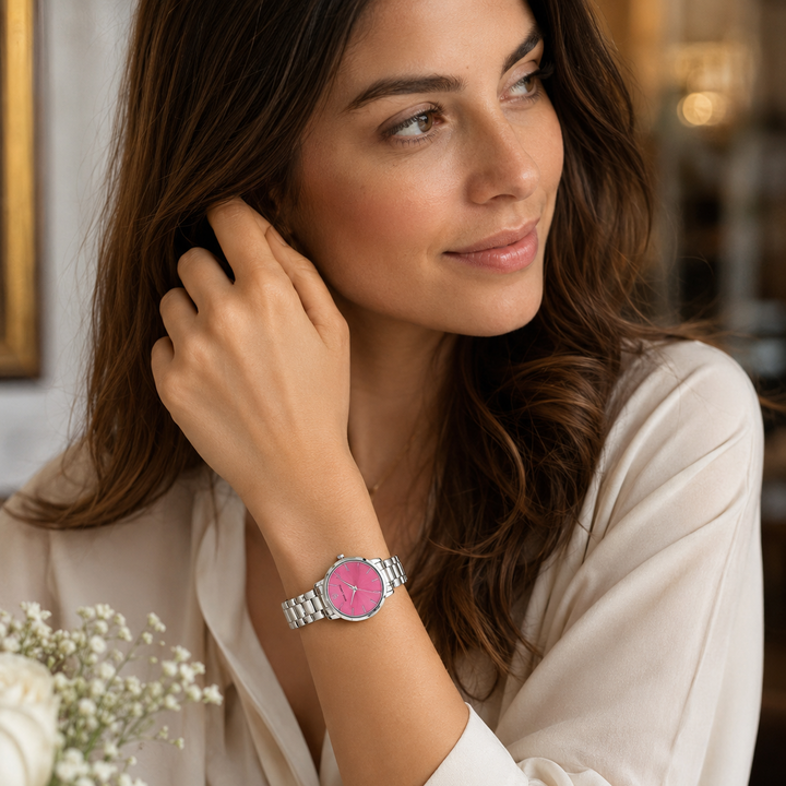 Montre Femme Pierre Lannier CHOUQUETTE-Argentée Cadran Rose